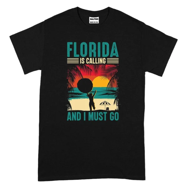 Florida Is Calling And I Must Go Summer TShirt - Black