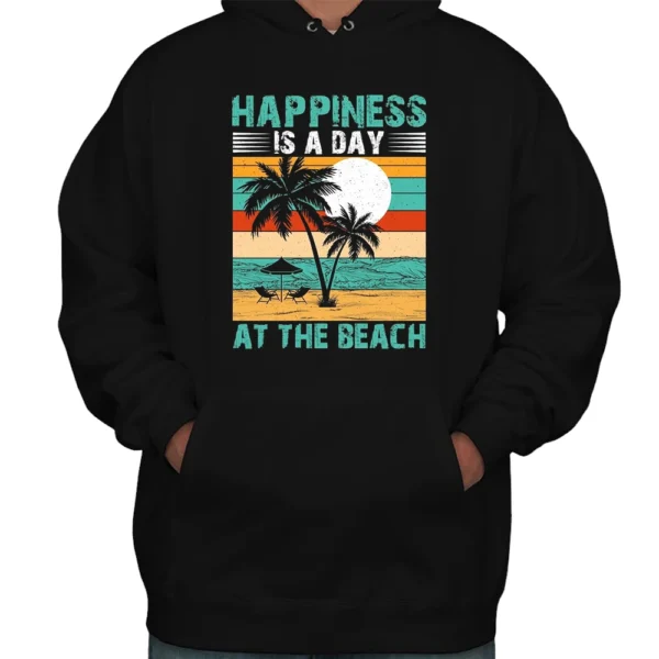 Happiness Is A Day At The Beach Hoodie - Black