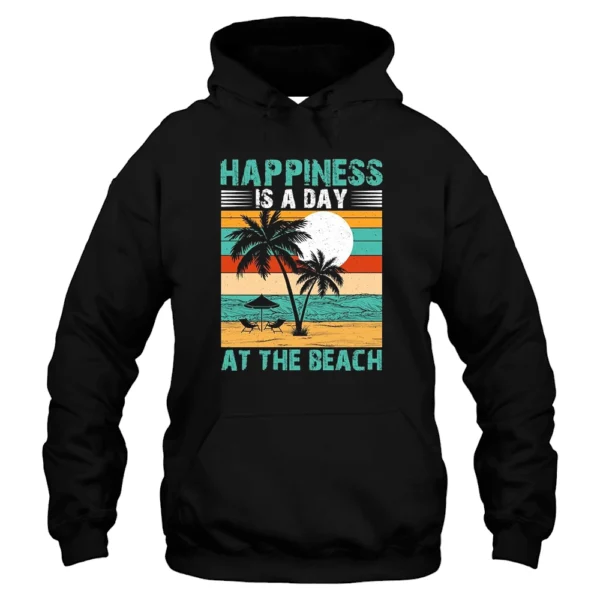 Happiness Is A Day At The Beach Hoodie - Black