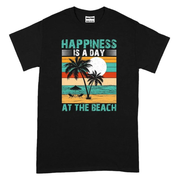 Happiness Is A Day At The Beach TShirt - Black