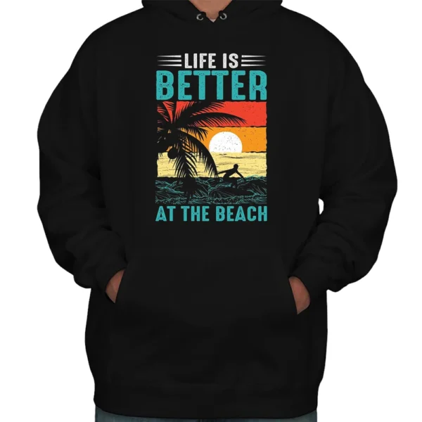 Liffe Is Better At The Beach Hoodie - Black