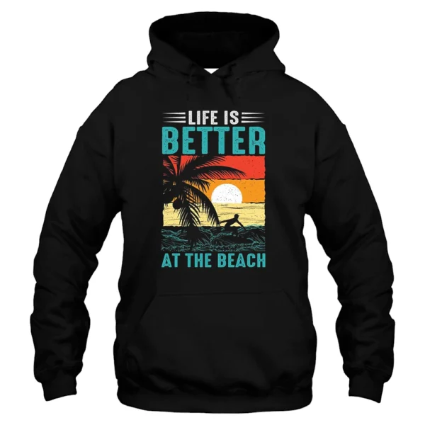 Liffe Is Better At The Beach Hoodie - Black