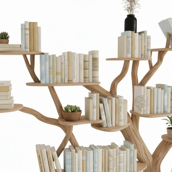 Driftwood Tree Branch Floating Bookshelf – Live Edge Corner Shelf, Wall-Mounted Rustic Decor for Home & Office