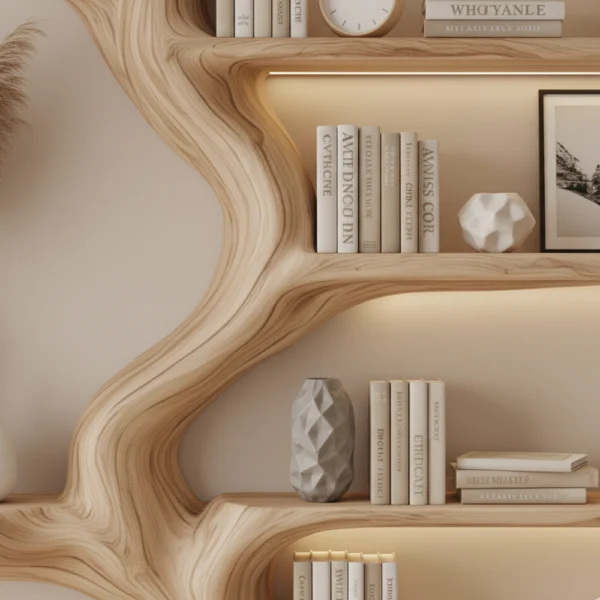 Handcrafted Driftwood Tree Branch Corner Shelf – Floating Mid-Century Bookcase, Custom Rustic Wall-Mounted Home Decor