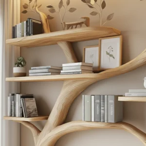 Handcrafted Tree Bookshelf & Console Table Set2