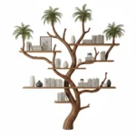 Handcrafted Tree Branch Bookshelf  - Solid Wood Wall-Mounted Shelf Natural Living Room Decor