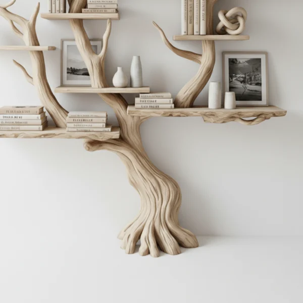Nature-Inspired Tree Bookshelf - Wall Sculpture & Storage