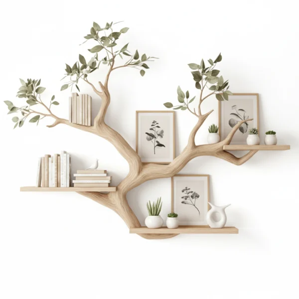 Wooden Bookcase Tree Bookshelf - Book Shelf Handmade Furniture