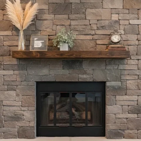 Handcrafted Rustic Wood Floating Fireplace Mantels2
