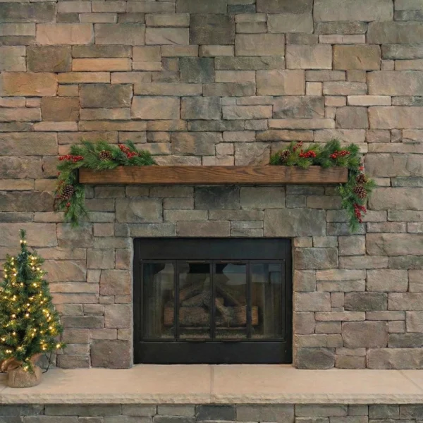 Handcrafted Rustic Wood Floating Fireplace Mantels