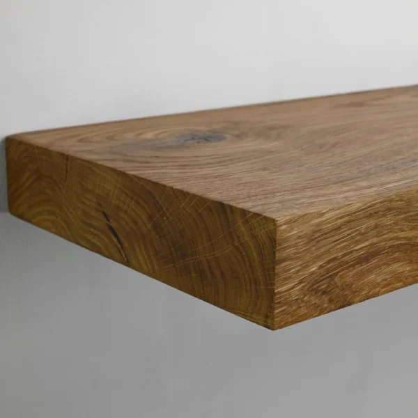 Handcrafted Solid Oak Floating Shelf - Straight Edge, Solid Wood