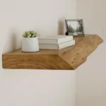 Handcrafted Solid Oak Live Edge Floating Shelf