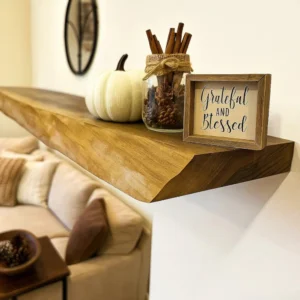 Handcrafted Walnut Floating Shelves - Rustic Floating Shelves Living Room Decor
