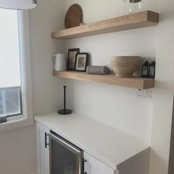 Handcrafted White Oak Floating Shelves Set of 2 pcs