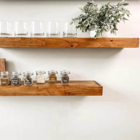 Handmade Rustic Wood Floating Shelves Set of 2 pcs2