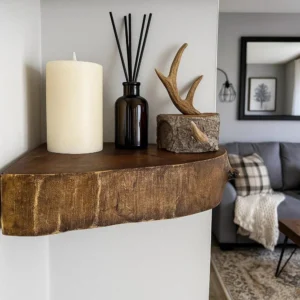 Set of 2 pcs Walnut Rustic Floating Shelves - Live Edge Floating Shelves