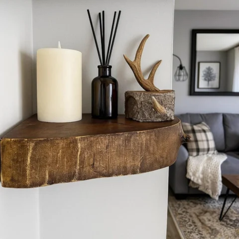 Set of 2 pcs Walnut Rustic Floating Shelves - Live Edge Floating Shelves