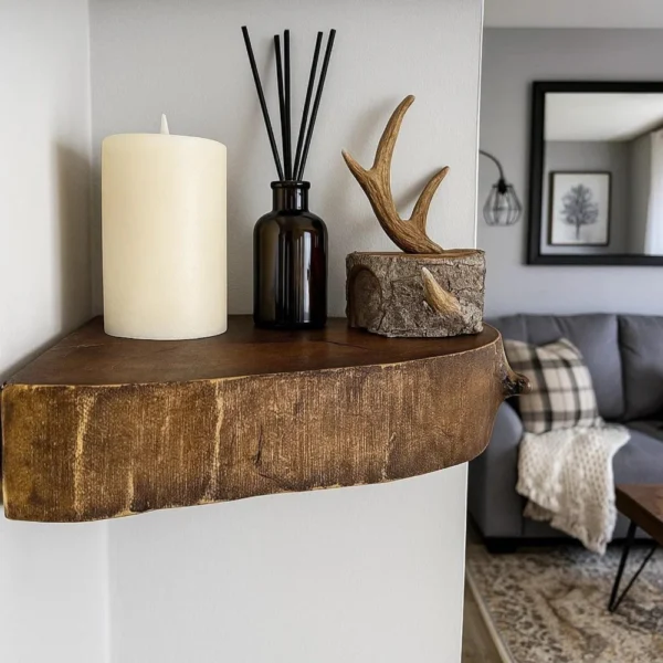 Set of 2 pcs Walnut Rustic Floating Shelves - Live Edge Floating Shelves