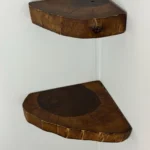 Set of 2 pcs Walnut Rustic Floating Shelves - Live Edge Floating Shelves