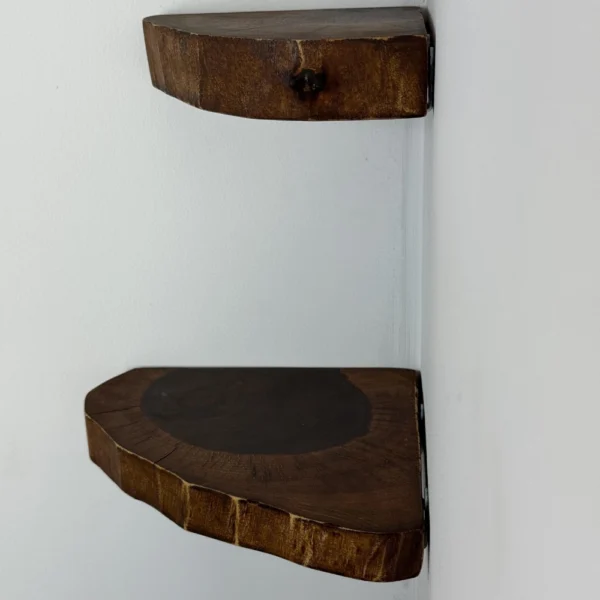 Set of 2 pcs Walnut Rustic Floating Shelves - Live Edge Floating Shelves